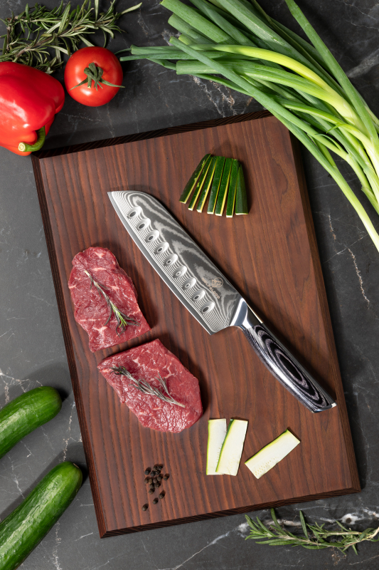 Damastmesser-Chefmesser-Damast-Kochmesser-Damast-Küchenmesser-Santoku-Damastmesser-Damast-Santoku-Küchenmesser